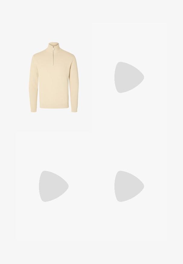 Suéter de punto acanalado en beige con cuello alto y cremallera de media longitud. Cuenta con mangas largas y un dobladillo ajustado.; Pantalones de algodón beige con un diseño de pierna recta, que cuentan con dos bolsillos frontales y dos traseros. Acentos de remaches metálicos en los bolsillos.; Zapatillas negras con un upper de ante y sintético, con tres rayas blancas, suela de goma texturizada y etiqueta de logo azul en la lengüeta.; Arnette THEKIDD UNISEX - Gafas de sol - black