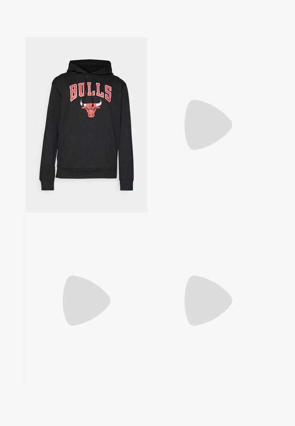 New Era NBA CHICAGO BULLS HOODY - Vereinsmannschaften - black; Carhartt WIP NELSON  - T-Shirt basic - graphite garment dyed; Graue Sweatpants aus Baumwollmix mit einem elastischen Bund, schmal zulaufenden Beinen und gerippten Säumen. Einfaches Design ohne Muster.; Jordan AIR JORDAN 4 RM UNISEX - Sneaker low - iron grey/chambray/off noir/dark smoke grey/sail/light smoke grey