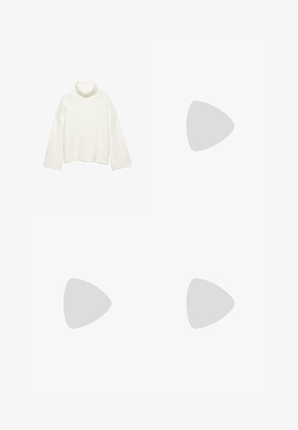 Biely sveter s vysokým golierom a skráteným dizajnom, s rebrovanými manžetami a lemom, vyrobený z mäkkej látky, so voľným strihom a minimalistickým štýlom.; Hnedé rebrované legíny s širokým elastickým pásom. Tkanina je hladká a pružná, čo zabezpečuje tesný strih okolo nôh.; UGG NEW HEIGHTS CUFF - Zimné čižmy - chestnut; Even&Odd Kabelka - beige