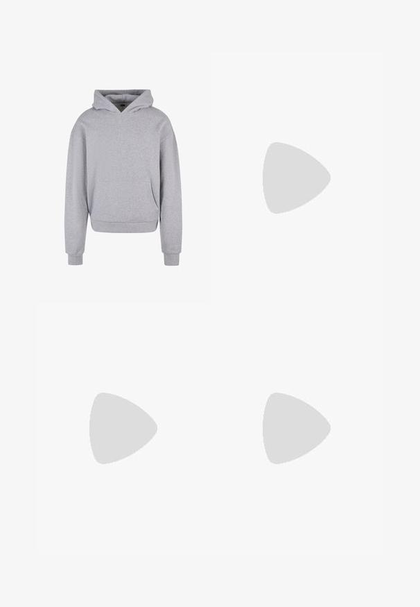 Gray cotton hoodie with a front pocket, drawstring hood, and ribbed cuffs and hem. Features a soft, textured finish.; White cotton t-shirt with a crew neckline and short sleeves. Features a small, embroidered logo on the chest. Simple and classic design.; Blue denim jeans with a straight fit, five-pocket design, belt loops, and a button closure. The fabric has a soft, textured finish.; Beige suede shoe with a lace-up design, stitched detailing, and a rubber sole. The shape is casual with a slight wedge heel.