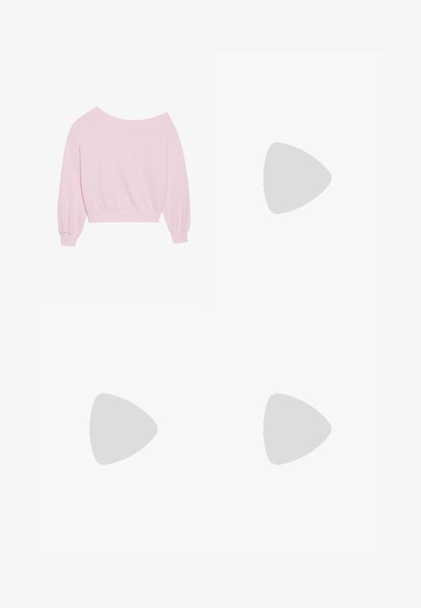 Felpa rosa con scollo a barca, caratterizzata da lunghe maniche a palloncino e vita aderente. Tessuto morbido con polsini a coste. Senza stampe o accessori.; Maglione di crema realizzato in un materiale morbido, abbinato a pantaloni a gamba larga marrone chiaro. Design semplice con accenti minimi. Scarpe nere completano l'outfit.; Stivali alla caviglia in suede marrone con una fodera morbida, suola platform spessa beige e un'asola posteriore. Superficie testurizzata con dettagli di cucitura ben visibili.; Occhiali da sole rotondi con tonalità marrone, montatura lucida color bordeaux. Aste sottili con un sottile dettaglio del marchio. Design delle lenti piatte.; Borsa a spalla rosa realizzata in materiale testurizzato, con due manici lunghi e un logo impresso sul davanti. Chiusura superiore con zip.