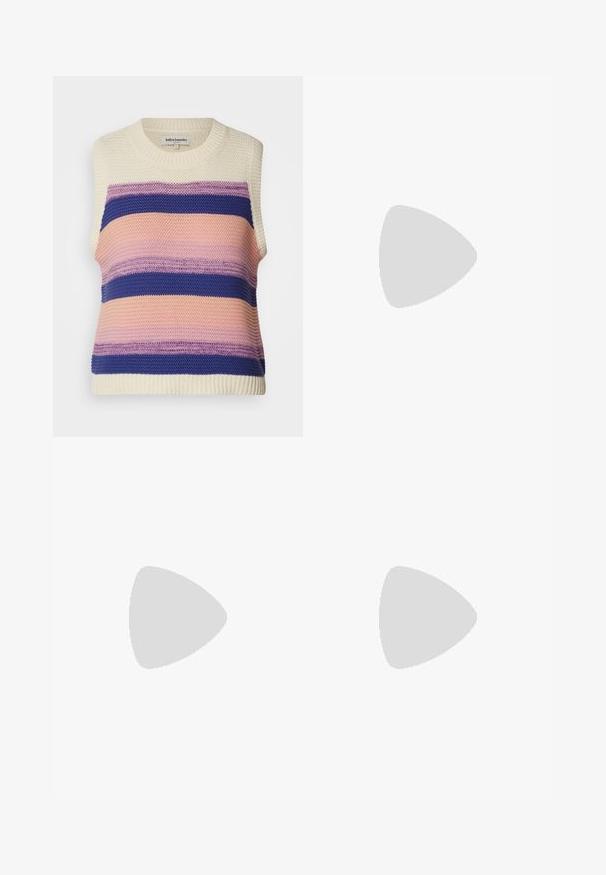 Lollys Laundry VEST - Džemperis - creme; Šviesiai smėlinės spalvos naudingos kelnės su laisvu kirpimu, mygtukų uždarymu ir priekinėmis kišenėmis. Pagamintos iš patvarios medvilnės audinio.; Juodas odinis loaferis su storais kulnais, storu padu ir dirželiu per viršų, rodoma iš šono ant baltos fono.; Rudos, stačiakampiai akinių rėmeliai su skaidriais lęšiais ir violetiniais atspalviais. Lygus plastikinis rėmas su tiesiomis šventyklomis ir subtiliais akcentais.; Sidabrinės pusmėnulio auskarai minimalistiniu dizainu. Apskritimo forma, lygus paviršius ir plonas profilis. Lengvi su poliruotu apdailu.