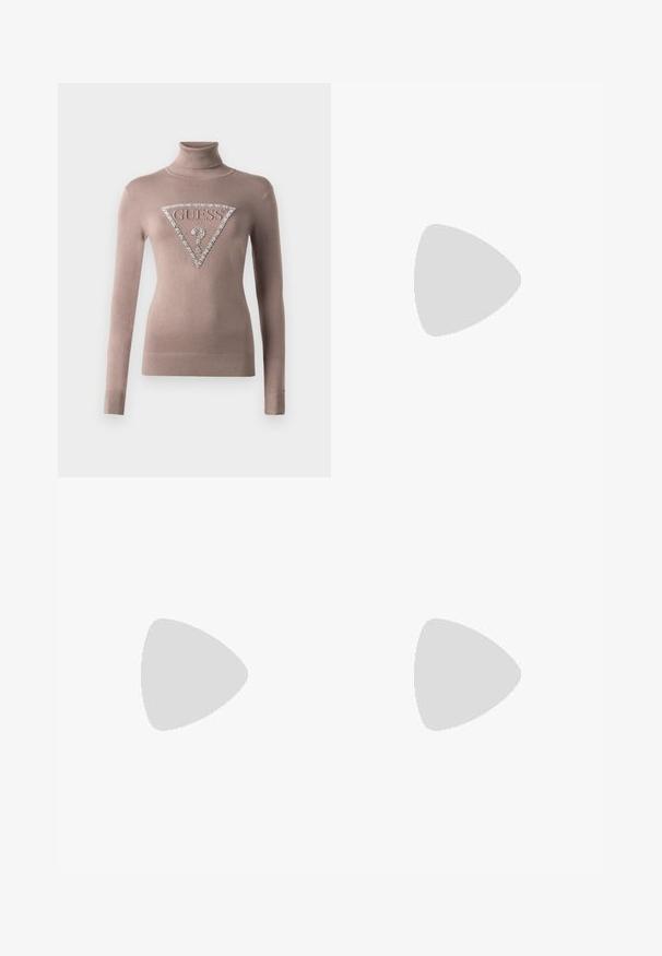 Mauve krūšturis ar garām piedurknēm un ribinātām aprocēm; priekšpusē ir liels trīsstūris ar "GUESS" logo, kas rotāts ar rhinestones.; Gari plānas baltas svārku ar melnu elastīgu jostu, uz kuras redzams "LACOSTE" logo. Vidēja garuma dizains ar mīkstu tekstūru.; Baltas ādas sporta apavi ar biezu balto zoli, melna zamša uzpura un izspiestais logotips sānos. Šņorējuma dizains ar sešiem acu caurumiem.; Melni pārmēru saulesbrilles ar ģeometrisku formu, kas aprīkotas ar tumšiem stikliem un kontrastējošu pelēku akcentu uz rāmja. Logo uz kājas.