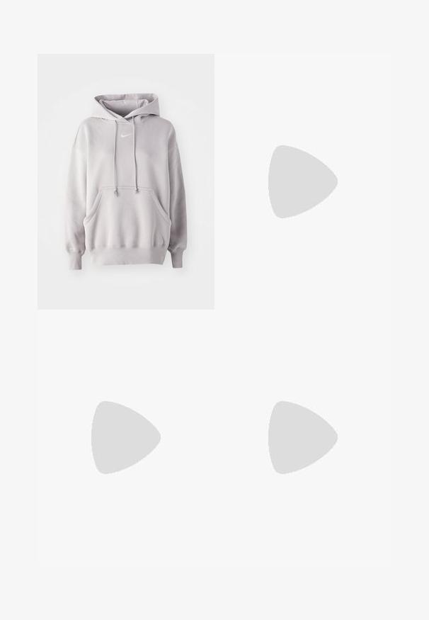 Hoodie de algodão cinza claro com um bolso canguru, cordões ajustáveis e um pequeno logótipo branco no peito. Textura suave, corte descontraído.; Calças de moletão verde menta com uma cintura elástica, cordão e punhos canelados. Apresenta um pequeno logotipo branco da Nike na coxa esquerda.; Sapatos atléticos cinza claro com parte superior em malha e sintético, apresentando um fecho de cordões, colarinho acolchoado e sola texturizada para aderência.; Óculos de sol aviador com lentes azuis em degradê, armação metálica prateada e detalhes decorativos de estrelas nas lentes. Design suave e elegante.