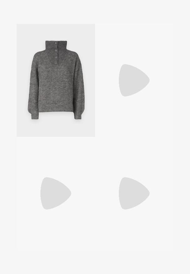 JDY INGEBORG LIFE - Džemper - dark grey; Heledsinine ribakujuline lühike top ümmarguse kaelusega ja ilma varrukateta. Sile tekstuur ja väike logo detail allservas.; Tumed roheline ja pruun kamuflaažiga cargo püksid, millel on mitmed taskud ja lahtine lõige, valmistatud kergest ja vastupidavast kangast.; Valged lamedad jalanõud musta ääre ja tallaga, koos heledate lillade soonikatega sokkidega, millel on valged ristvõrgud. Taustal roheline värv.