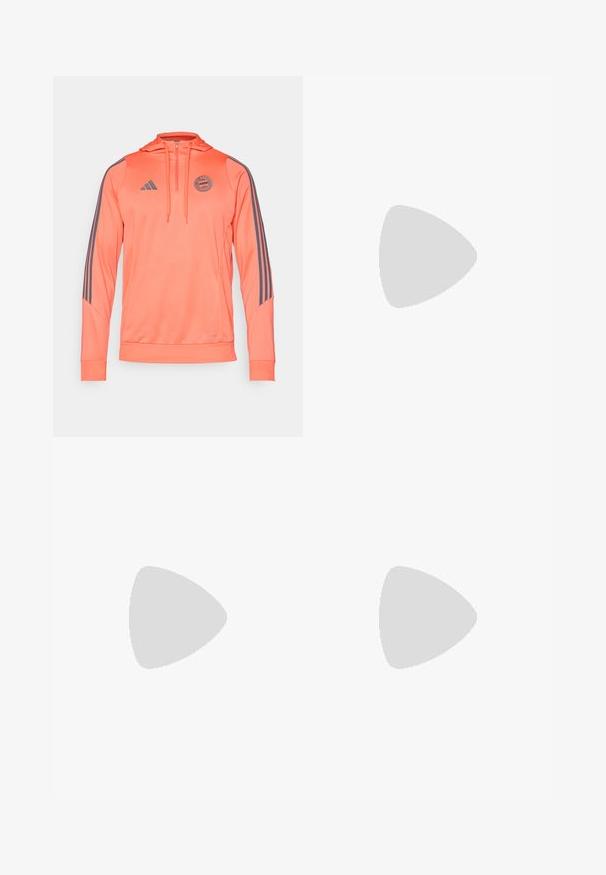 Oranžová mikina s kapucňou a šedými pruhmi a logom Adidas. Vyrobená z hladkej tkaniny, obsahuje zips a rebrované manžety a lem.; Biely športový tričko s krátkymi rukávmi, vyrobené z materiálu, ktorý odvádza vlhkosť. Má čierne logo na ľavej hrudi a vzorovaný vnútorný golier.; Čierne športové nohavice s elastickým pásom, bielymi bočnými pruhmi a malým bielym logom na stehne. Vyrobené z hladkého, ľahkého materiálu.; Čierne športové topánky s textúrovaným sieťovinovým zvrškom, bielymi akcentovými pruhmi, polstrovanou podrážkou a spevneným pätou pre podporu.