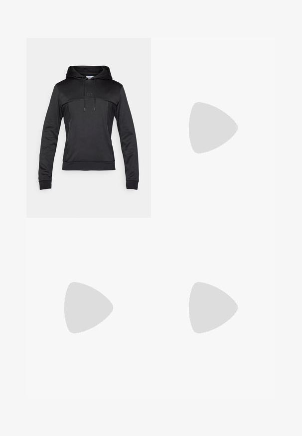 Sort hættetrøje med frontal kengurulomme, snor, strukturerede paneler og subtilt logo på brystet. Har kontrasterende syninger.; Gyldne satin bokse-shorts med sort "VENUM" logo på taljehøjden og siden, med en glat tekstur og elastisk talje for komfort.; Høj-top atletisk sko med en sort mesh-yderside og beige accenter. Tekstureret gummisål og detaljeret logo på siden.; Sort boksehandsker med en glat tekstur, udstyret med et hvidt venom-logo og justerbar velcro-rem for et sikkert fit.