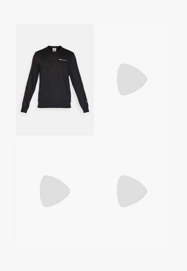 Felpa nera in misto cotone con maniche lunghe, polsini a coste e scollatura a girocollo. Presenta un piccolo logo ricamato sul petto e sul polsino.; T-shirt bianca a girocollo realizzata in cotone, con maniche corte e un piccolo logo ricamato sulla parte sinistra del petto. Texture morbida.; Pantaloni sportivi grigi realizzati in morbido misto cotone, con un elastico in vita, gambe affusolate e un piccolo logo nell'area della tasca sinistra.; Sneakers atletici bianchi con pelle sintetica liscia, accento del logo nero e dettagli perforati sul lato. Suola in gomma.