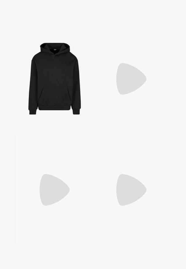 Schwarzer Kapuzenpullover aus weichem Stoff, mit einer vorderen Tasche, einer Kordelzugkapuze sowie gerippten Bündchen und Saum für einen perfekten Sitz.; Weißes kurzärmeliges T-Shirt aus weicher Baumwolle, mit rundem Ausschnitt und lockerer Passform sowie geradem Saum. Keine Muster oder Akzente sichtbar.; Schwarze Sporthosen mit elastischem Bund, ausgestattet mit weißen Seitenstreifen und einem kleinen Logo. Das Material wirkt weich und leicht.; Rosa Sportschuhe mit schwarzen Streifen und Akzenten. Sie verfügen über ein strukturiertes Obermaterial, eine runde Zehenpartie und eine Gummisohle. Schnürsystem mit gepolstertem Zungenbereich.; Schwarze rechteckige Sonnenbrille mit dunklen Gläsern, glänzender Oberfläche, breiten Bügeln und einem klobigen Rahmen-Design. Gravierter Markenname auf einem Bügel.; Schwarze Umhängetasche aus strapazierfähigem Material, mit Klappenverschluss, verstellbarem Schultergurt und einem Logo-Detail auf der Vorderseite.