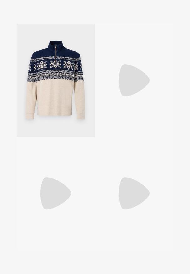 Polo Ralph Lauren LONG SLEEVE HALF ZIP - Neule - multi coloured; Beige pitkähihaine paita, joka on valmistettu puuvillasekoitteesta. Siinä on napillinen kaulus, seitsemän nappia edessä ja pieni brodeerattu logo vasemmassa rinnassa.; Beige puuvillachinohousut litteällä edessä, vyölenkeillä ja sivutaskuilla. Suora lahjamuoto, jossa on sileä pinta ja kevyt, hengittävä tunne.; Valkoiset nahkakengät, matala malli, jossa on sileä pinta, pyöreä kärki, nauhakiinnitys edessä ja pieni brodeerattu logo sivulla.