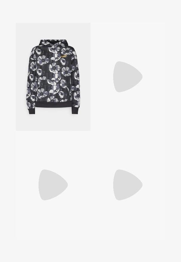 Puma CLASS ACT HOODIE  - Jersey con capucha - black; Jeans de talle alto negros fabricados en denim, con un diseño de pierna recta, bolsillos frontales, cremallera y cierre de botón metálico.; Botín negro de cuero con cordones, suela gruesa y doble costura amarilla, suspendido sobre un fondo circular amarillo.; Gafas de sol con marco de metal y lentes ovalados verdes. Marco delgado de metal plateado y puntas de las orejas negras. Diseño minimalista, sin logotipos visibles.
