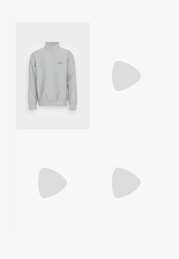 Carhartt WIP HALF ZIP AMERICAN SCRIPT - Pusa - grey heather; Pruunist korduroist jakk, millel on kontrastsed tumedast pruunist laigud, valge T-särk all, laiad sinised teksased ja valged tossud.; Hallikas ja must Nike jooksutoss, mille all on näha kevadelik ammortiseerimine ja külje peal on valge sarnase logo.; Musta õlakott, mis on valmistatud tekstuursetest kangast, diagonaalse disainiga, reguleeritava rihmaga ja külgedel narri sulgemisega.