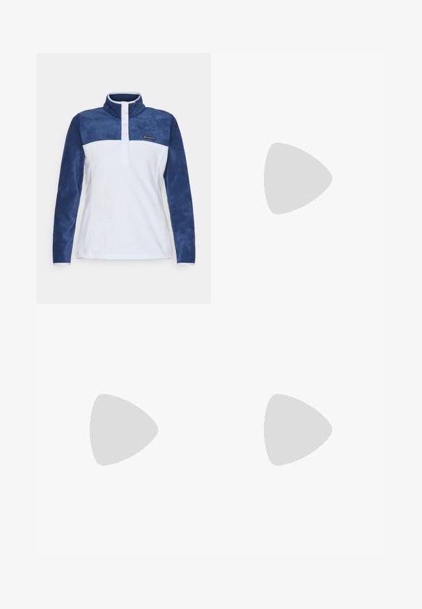 Sudadera de forro polar, cuerpo blanco con mangas azul marino, cuello alto, tapeta de tres botones, logo de Columbia en el pecho, textura suave.; Camiseta de manga larga negra de algodón con cuello redondo. Presenta un pequeño logotipo blanco en la parte izquierda del pecho. Diseño y ajuste simples.; Pantalones cargo de nailon negro con cremallera desmontable, puños ajustables, múltiples bolsillos y un logotipo en la pierna derecha. Textura suave y ligera.; Bota de senderismo negra con un diseño de medio caña, que cuenta con una parte superior texturizada, acentos grises y una suela de goma duradera con tacos de tracción.; The North Face SUNRISER RUN BELT UNISEX - Riñonera - black/white