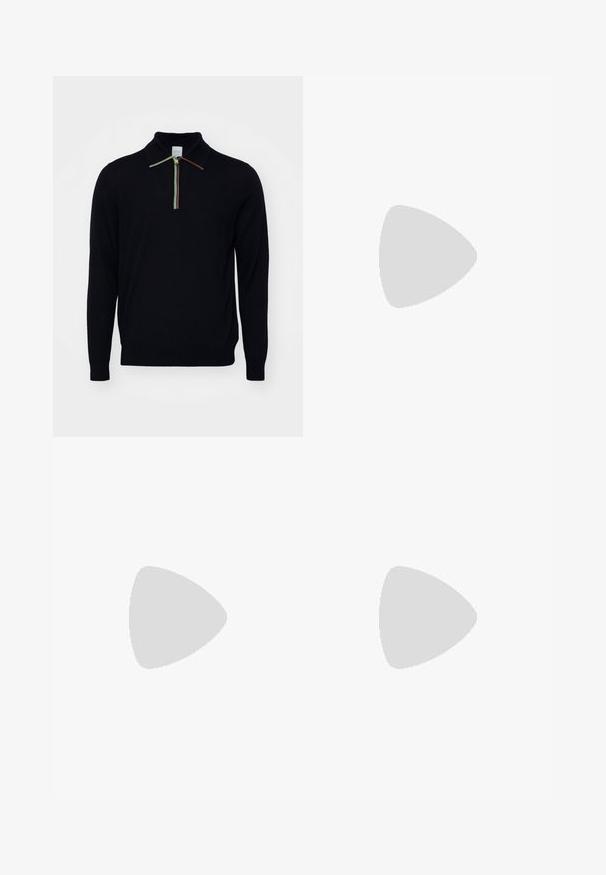 Paul Smith SWEATER - Vesta - black; Morske hlače od glatkog materijala, s ravnim krojem, petljama za remen i jednim dugmetom za zatvaranje. Minimalistički stil bez uzoraka.; Bijele niske tenisice s gornjim dijelom od teksturirane kože, kremasto žljebastim potplatom i smeškim akcentom na peti. Imaju bijele vezice i detalj s logotipom na peti.; Crni Michael Kors torba za fizičko vježbanje s dvostrukim ručkama, prednji zip džep s ponovljenim uzorkom MK loga i brandingom Michael Kors.