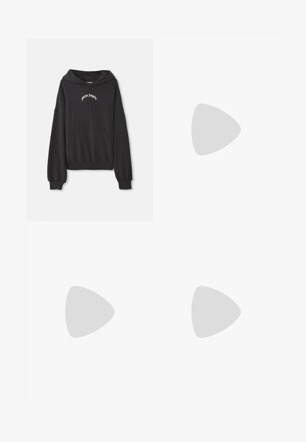 Hoodie preto feito de algodão suave, com um bolso frontal, mangas largas e texto de logotipo branco no peito. Textura lisa por toda a parte.; T-Shirt preto de manga curta com o texto estilizado "Marni" em vermelho no peito, apresentando um decote redondo e um corte descontraído.; Calças pretas sob medida, feitas de tecido suave, com frente lisa, dois pinceis frontais e bainhas em pregas para um aspeto limpo e estruturado.; Sapatilhas de camurça bege com um design de cano baixo, bico redondo, atacadores planos e uma sola de borracha texturizada. Estilo minimalista sem logótipos visíveis.