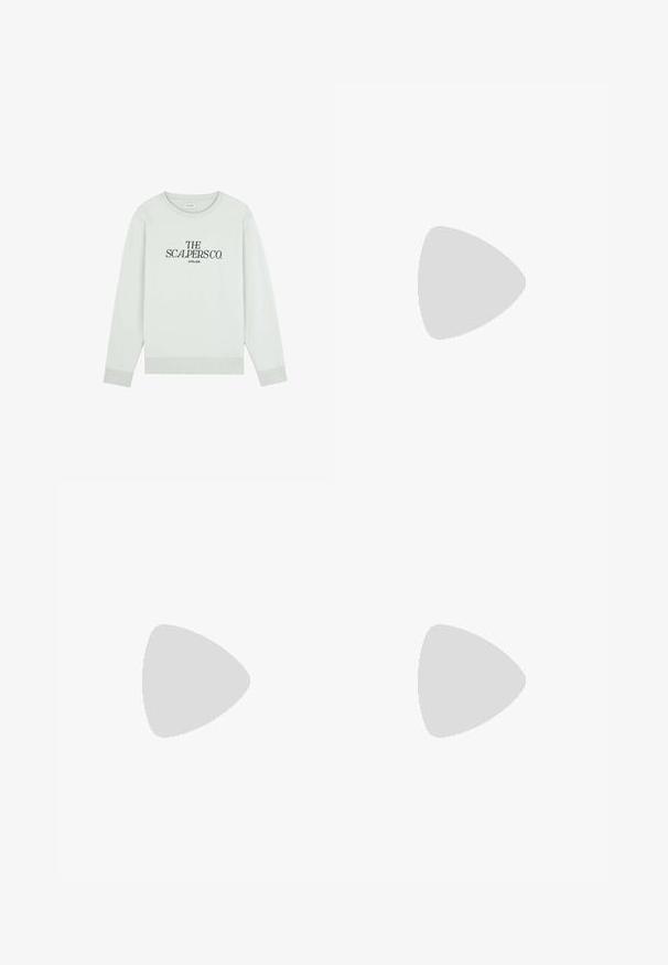 Scalpers ATELIER  - Bluză de molton - light mint; Șorturi din denim de culoare albastru deschis, cu detalii uzate, margine desfăcută, cinci buzunare, închidere cu nasture metalic și bucle pentru curea. Design casual, cu o croială lejeră.; Adidași albaștri din piele cu perforații, vârf rotund, talpă plată și șireturi groase, cu un logo swoosh vizibil și cu inscripția "AIR" pe toc.; Ochelari de soare cu montură broască țestoasă și lentile verzi, având o formă octogonală și brațe subțiri, curbate. Materialul are o finisare lucioasă.