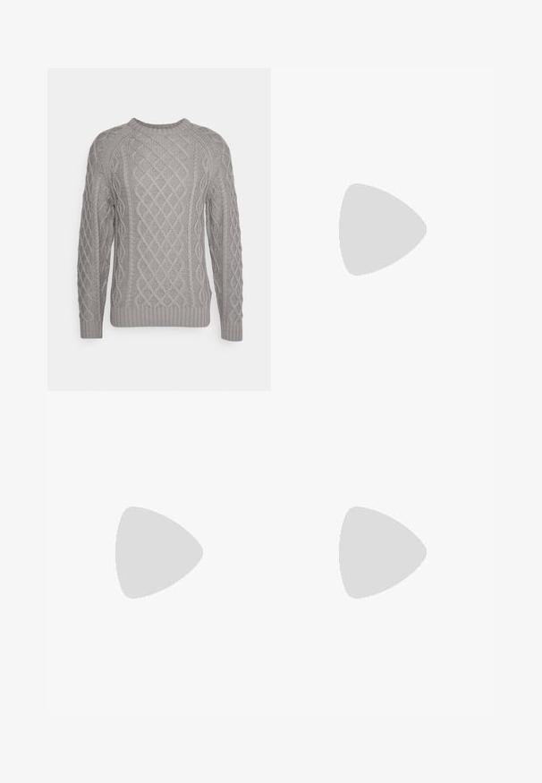 INDICODE JEANS BUSSEL - Striktrøje - light grey mix; Sorte denimbukser med lige ben, fem lommer og bæltestropper, der har en let falmet tekstur og kontraststing. ; Sorte læder loafers med en glat finish, der har en frontrem detalje og en kraftig gummisål med rillletaccents.; Sølv analog ur med et oktagonalt hus, grå urskive, sølvfarvede timeindikatorer og et armbånd af rustfrit stål. Minimalistisk design med en glat tekstur.