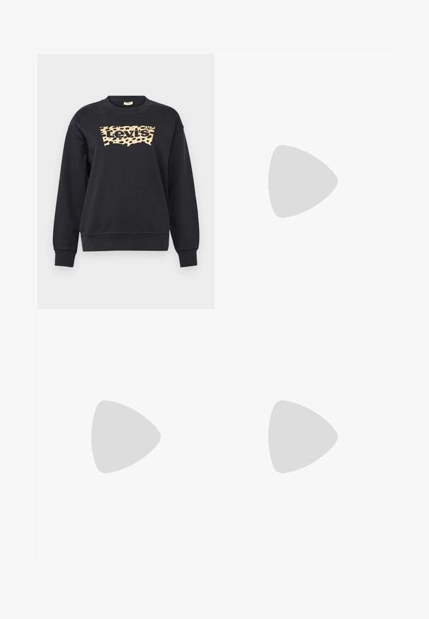 Levi's® GRAPHIC STANDARD CREW - Mikina - black; Svetlomodré rozšírené džínsy vyrobené z denimu, s vysokým pásom, päťpokladňovým dizajnom a jemným gradientným vyblednutím smerom k spodnému okraju.; Hnedé kožené kovbojské topánky s špicatou špičkou a blokovým podrážkou, so zložitým prešívaním a vyvýšenými akcentmi na puzdre.; Mačacie slnečné okuliare s čiernym a oranžovým želvovinovým rámom, hnedými sklami a elegantnými, špicatými koncami. Obsahujú minimalistické logo na spánku.; Strieborné kruhové náušnice s prúteným dizajnom, s lešteným povrchom a zapínaním na kolíček. Majú priemer približne 3 cm.