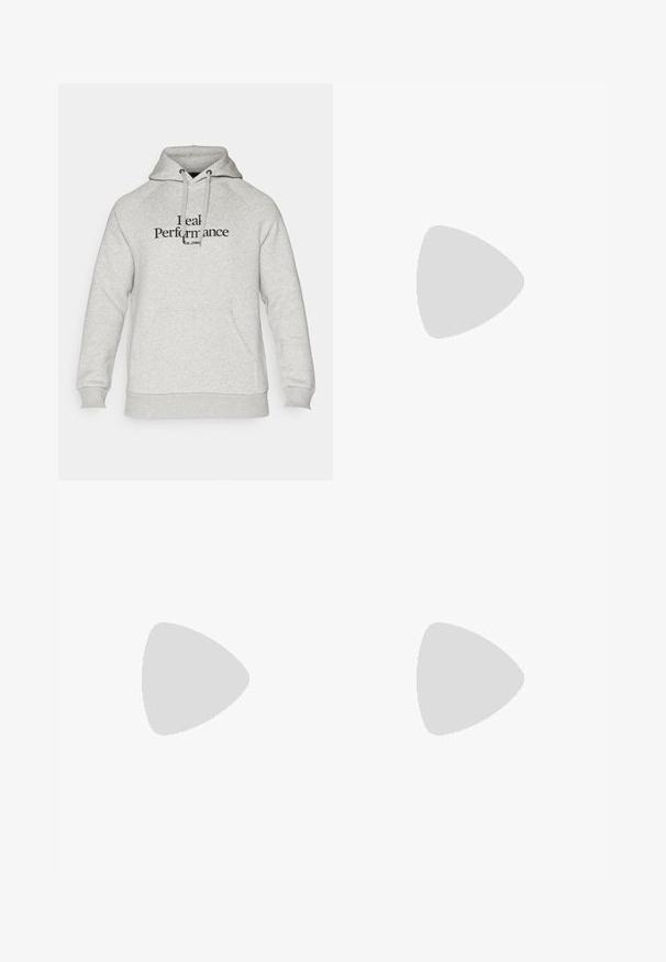 Hoodie gris avec une capuche à cordon, des manches raglan, une poche avant et le texte "Performance Réelle" imprimé en noir. Texture de tissu douce.; Veste en velours côtelé marron avec des patchs contrastants marron foncé, t-shirt blanc en dessous, jeans en denim bleu amples et baskets blanches.; Chaussure de course Nike grise et noire avec un coussin de type ressort visible sous la semelle et un logo swoosh blanc sur le côté.; Sac à main noir en tissu texturé, présentant un design diagonal, une bandoulière réglable et des fermetures à cordon sur les côtés.