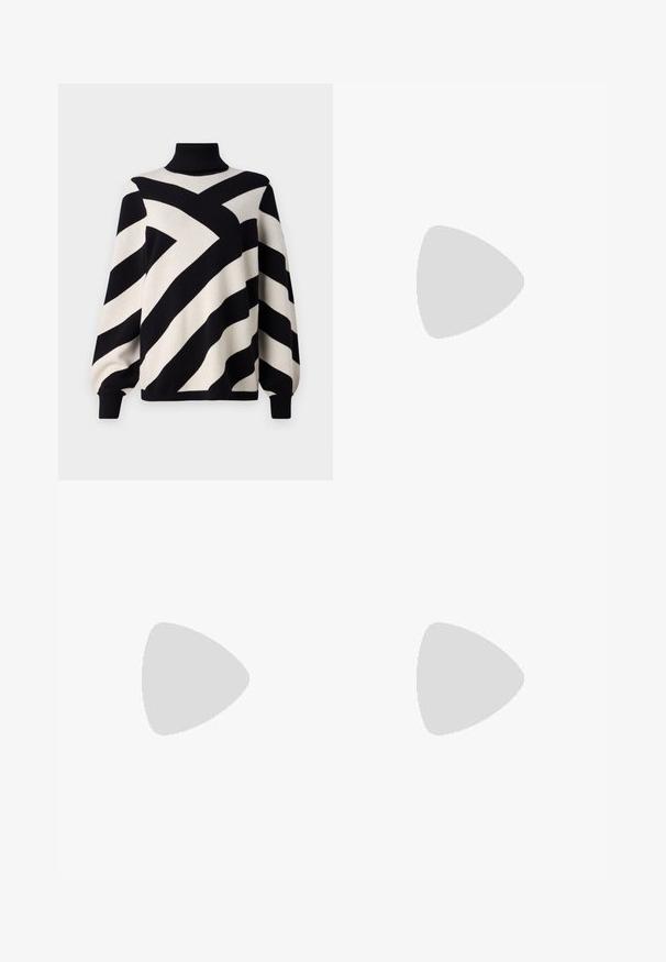 Object OBJRAY ROLL NECK  - Maglione - black; Jeans neri a gamba larga realizzati in denim, caratterizzati da piccoli motivi a pois, design classico a cinque tasche e chiusura con bottone e zip.; Sneaker bianco e nero con tomaia in suede e pelle, caratterizzati da tre strisce bianche, punta perforata e suola in gomma naturale.; Stradivarius RETRO - Occhiali da sole - light blue