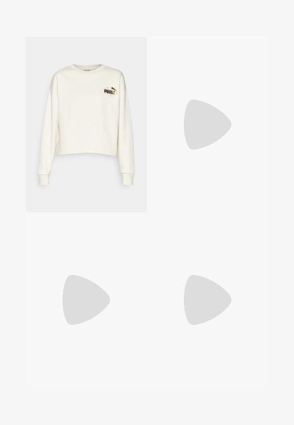 Puma CLASS ACT CREW  - Felpa - alpine snow; Maglietta atletica nera a maniche corte con scollatura rotonda, realizzata in tessuto liscio, con un piccolo logo bianco nell'area sinistra del petto.; Leggings atletici neri realizzati in un materiale elastico con vita alta, dotati di tasche laterali e un logo bianco sulla gamba sinistra.; Scarpa sportiva nera con tomaia testurizzata, cinghie elastiche e una spessa suola intermedia bianca. Presenta un accento grigio lungo la suola.