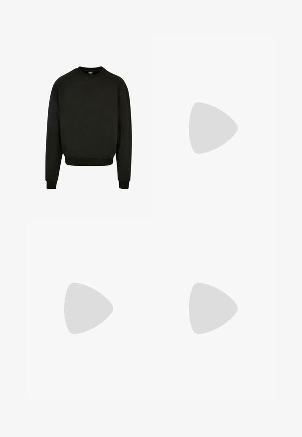 Felpa nera a maniche lunghe con colletto rotondo, realizzata in tessuto misto cotone, con polsini e fondo a costine. Design semplice e tinta unita.; Pantaloni in cotone neri con una vestibilità rilassata, dotati di una vita classica, pieghe frontali e tasche laterali. Tessuto liscio senza fantasie.; Sneakers neri con una tomaia testurizzata, dotati di lacci, accenti in mesh per la traspirabilità, colletto imbottito e suola robusta.; Occhiali da sole neri con lenti rettangolari, montatura in plastica opaca e bordi dritti. Presentano il logo del marchio sulla parte interna del braccio.