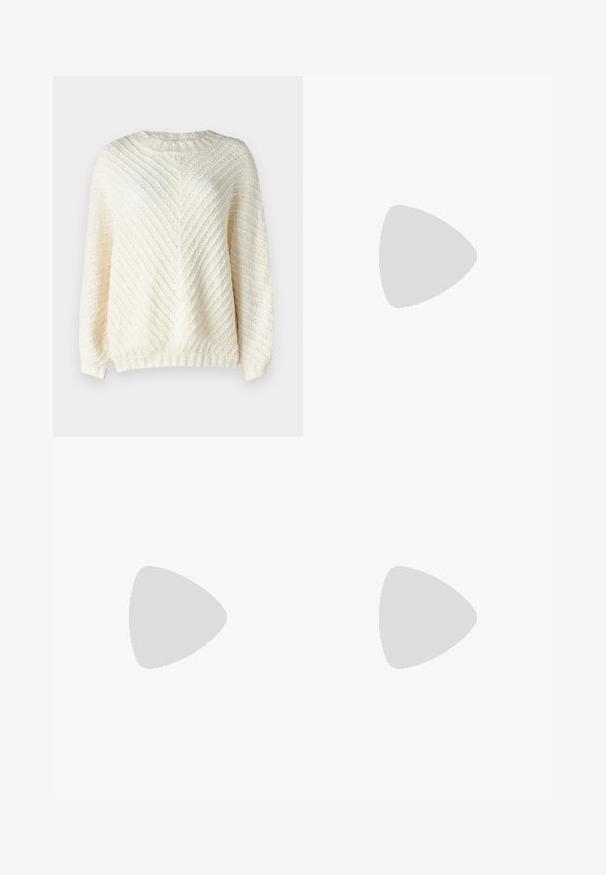Rip Curl CLASSIC SURF - Neule - bone; Beige corduroy-housut, joissa on löysä malli, piilovetoketjulla, kaksi etutaskua ja pystyribbattu pinta.; Vaaleanharmaat sneakerit, jotka on valmistettu mokasta ja verkosta, sisältäen kolme valkoista raitaa, pyöreän kärjen ja kumisen pohjan. Kultainen logo yksityiskohta nauhojen läheisyydessä.; Vihreä toppi, jossa on pitsityyppiset yksityiskohdat olkapäillä ja kaula-aukossa. Topissa on tiukka malli ja pehmeä kangas. Yhdistettynä vaaleisiin housuihin.