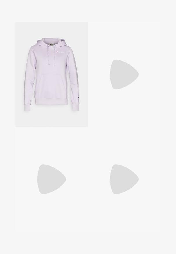 Champion ICONS HOODIE CONTRAST LOGO SMALL - Džemperis ar kapuci - lilac; Balts īsām piedurknēm T-krekls, izgatavots no viegla auduma, ar apaļu izgriezumu un melnu logotipu krūtīs. Gluda tekstūra ar brīvu piegriezumu.; Melnas legingas ar augstu jostasvietu, izgatavotas no elastīga auduma. Malā ir balta logotipa akcenta detaļa. Gluda tekstūra un pieguļošs dizains.; Gai bēša sporta apavi ar caurumiņiem augšdaļā, teksturētiem akcentiem, mīkstu apkakli un baltu gumijas zoli, kas paredzēti komfortam un gaisa caurlaidībai.