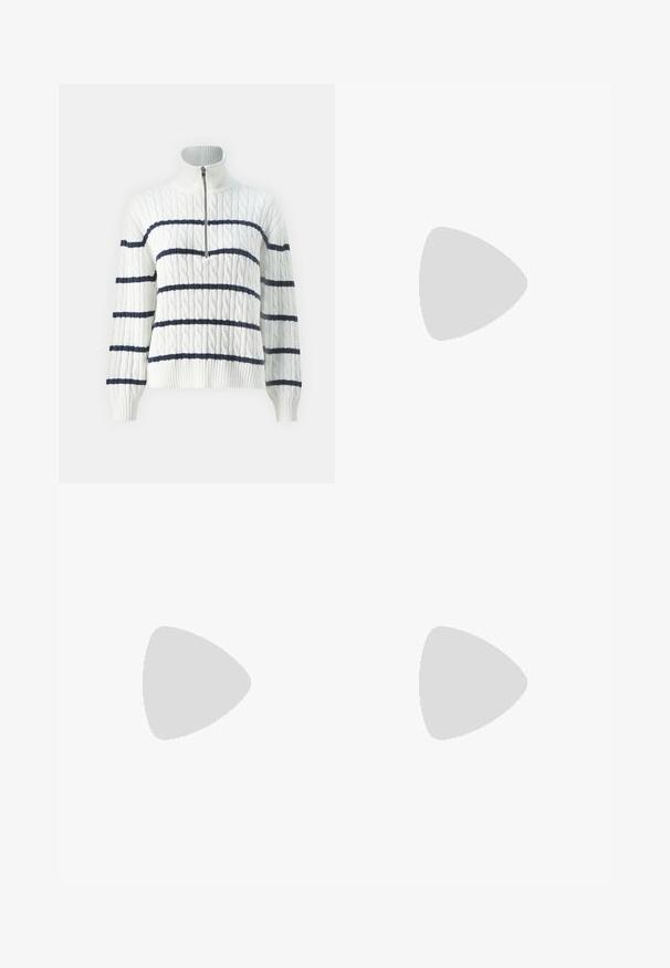 Hollister Co. HALF ZIP - Džemperis - cloud dancer/navy; Plačios kojų džinsai iš juodo džinsinio audinio su užtrauktuku priekyje, penkių kišenių dizainu ir subtiliais siuvinėjimo akcentais. Lygus paviršius ir laisvalaikio stilius.; Juoda odinė smailiagalė aukštakulnio bateliai su kulkšnies dirželiu ir storu kulnu. Lygus paviršius, elegantiškas dizainas ir minimalistiška estetinė. ; Juodas odinis hobo maišas su lygiu paviršiumi, kreipta forma ir viena reguliuojama rankena; turi platų atidarymą viršuje.