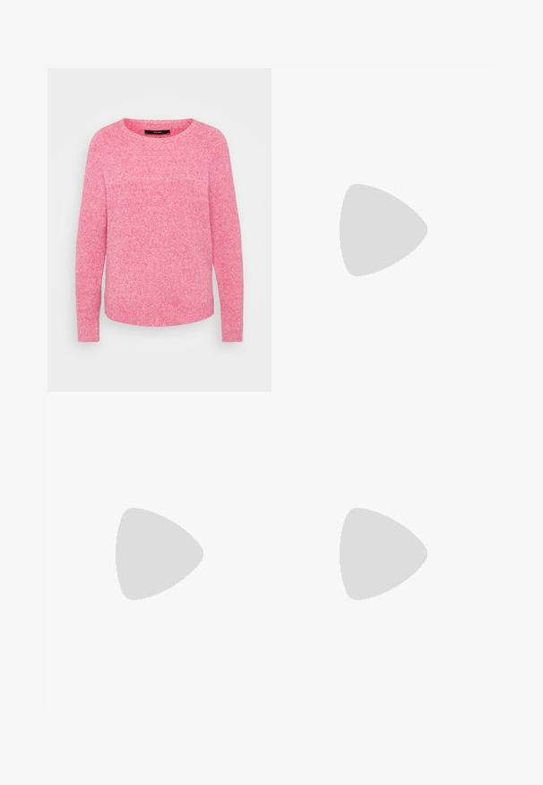 Roza pletena svetilka z okroglo ovratnico, dolgimi rokavi in teksturirano površino. Preprost dizajn brez vidnih vzorcev ali dodatkov.; ONLY Petite ONLMADISON BLUSH WIDE - Široke hlačnice - dark blue denim; Črne gležnjarje z sijajno površino, kvadratnim nosom in debelim blokskim peto. Oblikovanje izstopa s brezšivno silhueto in minimalnim logotipiranjem.; Srebrni kovinski obročasti uhani z brušenjem, s krožno obliko in prozornim zatičem za varno nošenje.