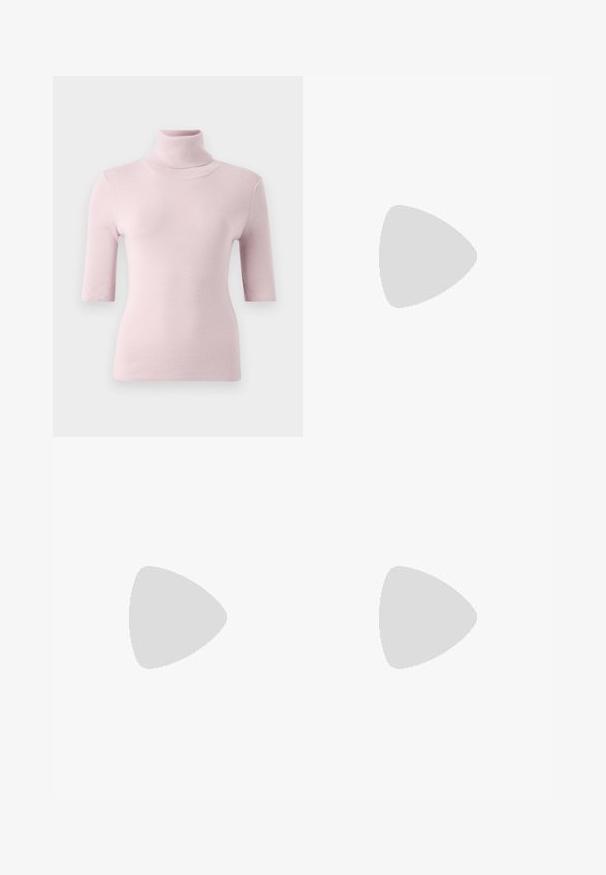 Ljusrosa kortärmad turtleneck-top i ribbat stickat material, med en tät passform och en slät yta.; Citizens of Humanity ANNINA - Jeans straight leg - westwood dark indigo; Svart läderballerinaskor med rund tå, slät yta, minimala söm detaljer och en flexibel sula.; Brun läderhandväska med klaffstängning, guldfärgad hårdvara, axelrem och en slät yta. Kompakt rektangulär form.