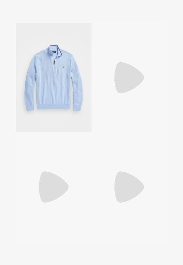 Polo Ralph Lauren KNIT COTTON QUARTER ZIP JUMPER - Camisola - blue hyacinth; Camisa branca de mangas longas com botões, feita de algodão. Apresenta um colarinho amplo, fecho de botão e um pequeno logótipo bordado no peito.; Chinos de algodão bege com frente plana, passantes para cinto e bolsos laterais. Design de perna reta com uma textura suave e uma sensação leve e respirável.; Sapatilhas de couro brancas, design de cano baixo, com textura suave, biqueira redonda, atacadores à frente e um pequeno logótipo bordado na lateral.