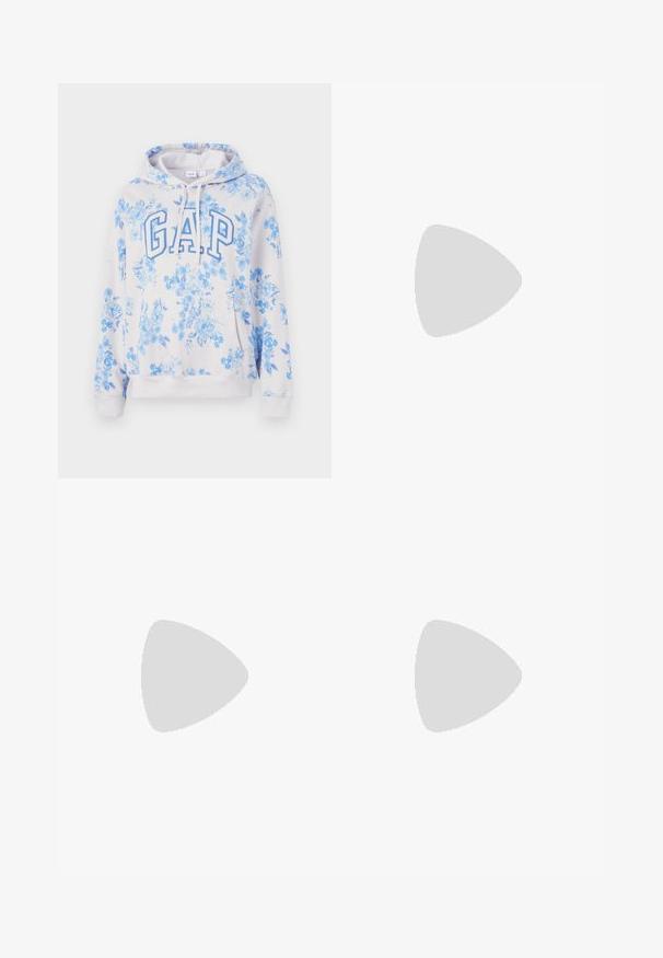 GAP HERITAGE - Felpa - blue; Top bianco a maniche lunghe con scollo a barca. Il tessuto è liscio, aderente e presenta una finitura pulita ai polsini e all'orlo.; Jeans in denim a gamba larga di colore blu scuro. Presentano una vita alta, chiusura con bottone e un classico design a cinque tasche con cuciture a contrasto.; Sneaker alta in tela bianca con suola in gomma nera, punta in gomma frontale e sei asole per i lacci, caratterizzata da un design pulito e minimalista.