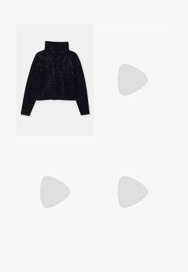 Alice + Olivia Džemper - black; Mustad mustad, millel on sile tekstuur, ees on tõmblukk, kaks kaldenurgaga taskut ja keha lähedane disain.; Must musta slingback kingad terava ninaga, kitsas kõrge kontsaga ja dekoratiivse lipsu aktsendiga. Sile tekstuur ja voolav disain.; Hõbedane metallist õlakott, millel on sile tekstuur, kaarduv disain, kettrohke ja poleeritud esipaneel, millel on peen logo graveering.; Hõbedased kõrvarõngad voolava spiraalsetega kujunduses. Sile tekstuur poleeritud viimistlusega. Omab peent läiget ja ei oma nähtavaid kaunistusi.