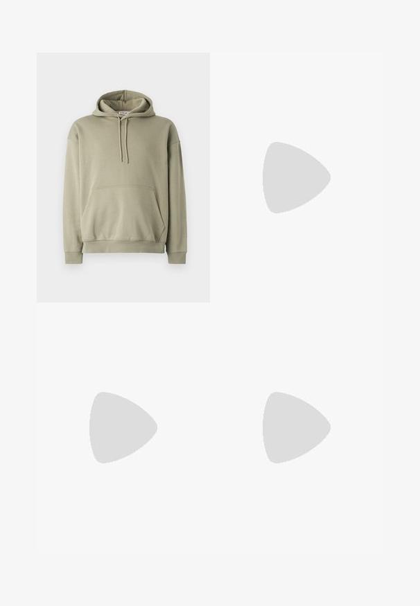 Olive green hoodie made of soft cotton blend, features a front pocket, drawstring hood, and ribbed cuffs and hem. Simple, relaxed design.; White cotton t-shirt with short sleeves, crew neckline, featuring a small black printed logo “Originals” on the front left side.; Light blue denim jeans with a straight leg cut, visible stitching, and two large front pockets. The fabric has a faded texture.; White slip-on sneakers with a textured surface, a thick sole, and minimalistic design. Features brand logo on the side.