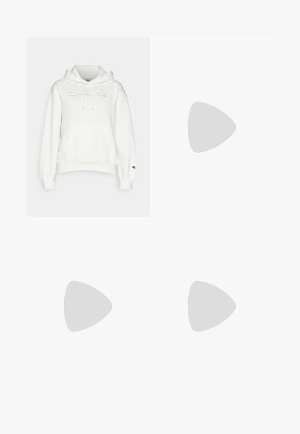 Champion ICONS HOODIE TONAL LOGO LARGE - Ikdienas džemperis - white/multicolor; Gaišas krāsas kravas bikses ar elastīgu jostasvietu, divām sānu kabatām un elastīgiem piedurknēm, izgatavotas no mīkstas auduma ar gludu tekstūru.; Balti sporta apavi ar teksturētu adītu augšdaļu, saites slēgšanu, mīkstu zoli un izteiksmīgu zīmola detaļu sānos.; Melnas, bezpirkstu treniņu cimdus ar regulējamu plaukstas siksnu. Iezīmēta teksturēta saķere un izteiksmīgs logo aizmugurē. Izturīgs materiāls.