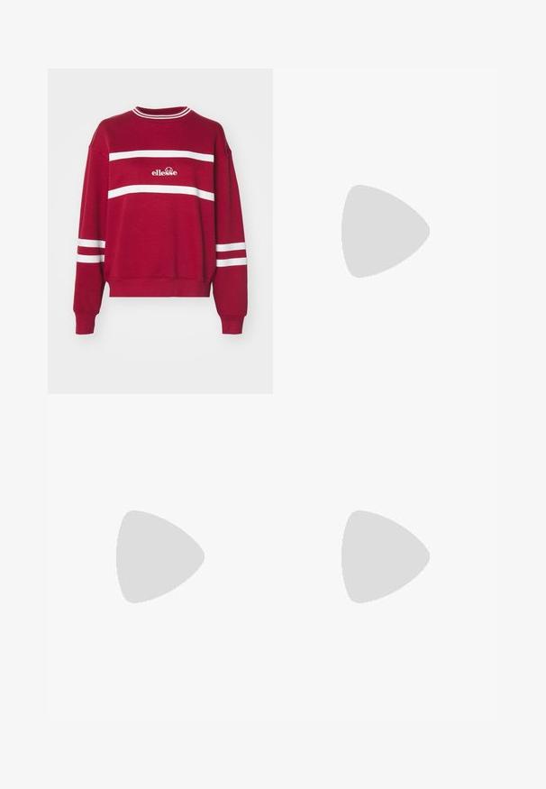 Ellesse MARCHI - Sportska majica - burgundy/off white; Dva majica bez rukava u crnoj i bijeloj boji, izrađene od rebrastog pamuka, s okruglim izrezima i prianjajućim dizajnom. Oznake su vidljive na obje.; Crne traperice visokog struka izrađene od denima, s ravnim nogavicama, prednjim džepovima, patentnim zatvaračem i metalnim dugmetom.; Crni nubuk tenisice s bijelim pertlama, s istaknutom bijelom bočnom prugom i crnim gumenom potplatom, s kontrastnim detaljima šivanja.