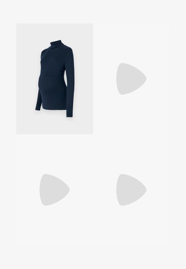 Tumes sinine emotsioonide turtleneck-sveter pikade varrukatega ja sobiva disainiga, mis sisaldab paneeli kasvava kõhu jaoks.; ONLY MATERNITY OLMHALLE - Püksid - black; Valged tossud, mis on valmistatud siledast sünteetilisest materjalist, ümarate varvastega, paeltesse sisestatav disain, tasasel tald ja peene perforatsiooniga detailid.; Mustad ülemõõdulised prillid kassikujulise raamiga, tumedate toonidega läätsed ja läikiv plastikraam. Omab tugevaid templeid toetuseks.