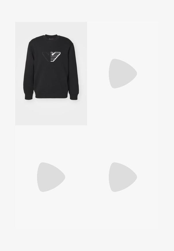 Emporio Armani FELPA - Sweatshirt - nero; White cotton t-shirt with short sleeves, rounded neckline, relaxed fit, and no visible logos or patterns. Smooth texture and minimal design.; Green athletic shorts made from lightweight material, featuring white side stripes and an Adidas logo on the left hem. Elastic waistband.; Black patent leather loafers with a braided design, tassel accent, and a chunky, textured rubber sole. Side view showcases sleek silhouette.