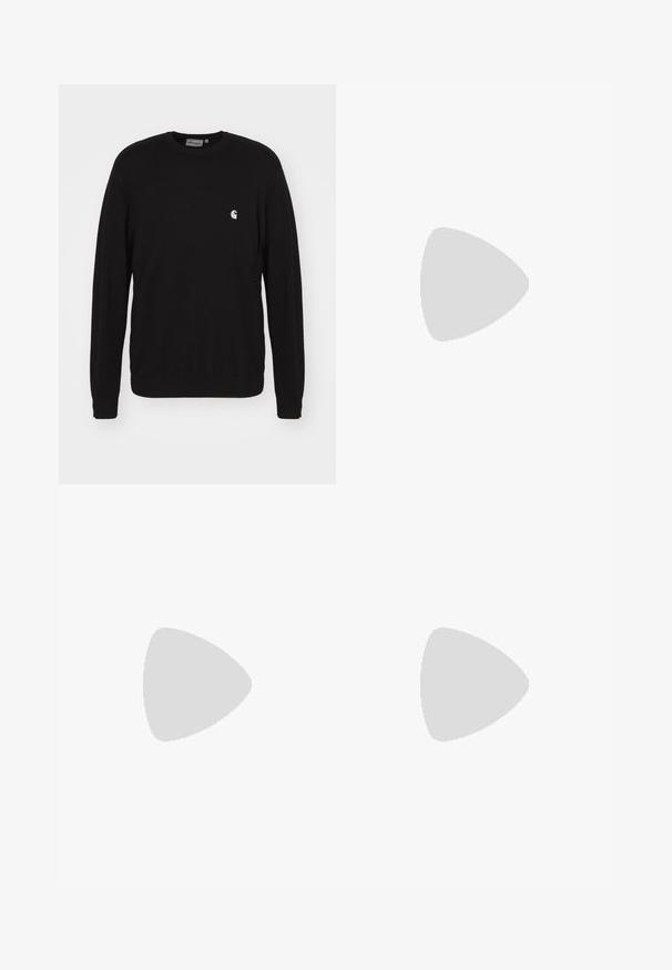 Carhartt WIP Felpa - black; Maglietta atletica nera senza maniche realizzata in materiale liscio, con colletto tondo e un piccolo logo Nike swoosh bianco sul lato sinistro superiore.; Pantaloni da allenamento neri realizzati in materiale leggero e lucido, con vita elasticizzata, vestibilità affusolata e tasche con zip. Presentano un accento con logo.; Scarpe da ginnastica nere con tomaia in rete, superficie testurizzata e pod di ammortizzazione visibili. Abbinate a pantaloni verde oliva e calzini neri.