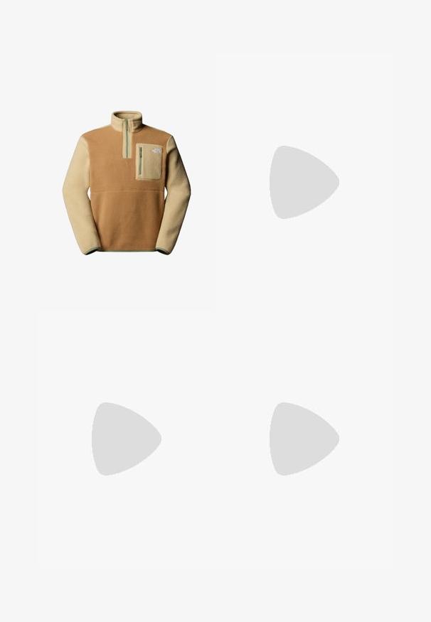 Rudo ir smėlio spalvos fliso puloveris su puse užtrauktuku, priekinė krūtinės kišenė ir The North Face logotipas kairėje pusėje. Textūruota medžiaga.; Juodas trumpas rankovės marškinėliai, pagaminti iš lengvos medžiagos. Yra mažas baltas logotipas kairiajame krūtinės pusėje ir subtilūs pečių akcentai.; Šviesiai alyvuogių žalios spalvos cargo kelnės su tiesiu apdirbimu, priekyje mygtukų uždarymas ir šoninės kišenės funkcionalumui. Lygus, patvarus audinys.; Salomon X ULTRA 360 GTX - Turistiniai batai - wrought iron/sedona sage/sierra