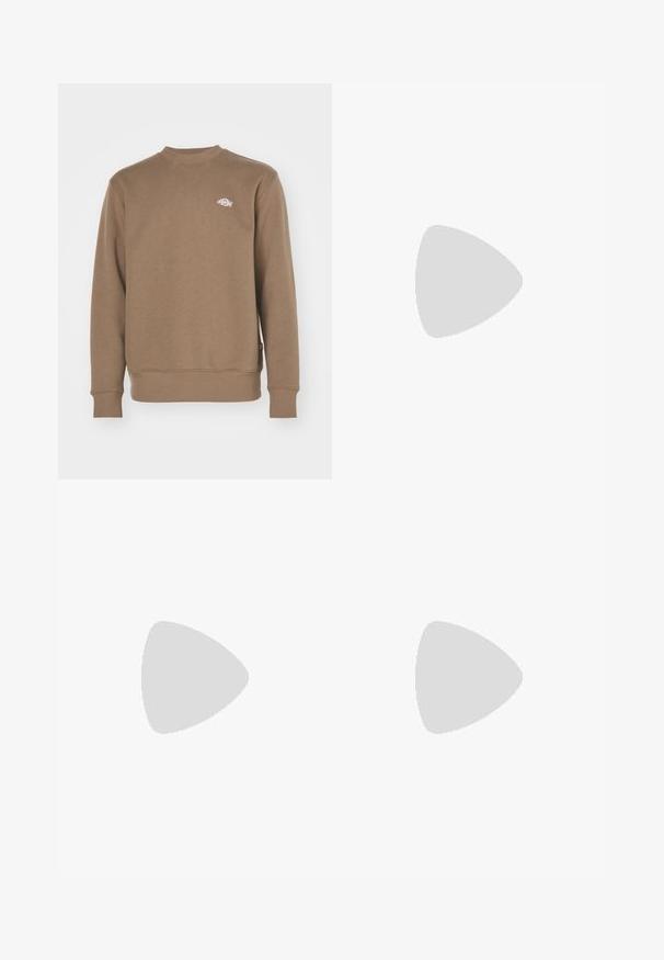Dickies SUMMERDALE - Melegítőfelső - mushroom; Öt hosszú ujjú póló egymás mellett: türkiz, fekete, fehér, sötétszürke és tengerészkék. Puha anyag, kerek nyakkivágású kialakítás és standard fit.; Fekete, pamut, bokáig bővülő nadrág klasszikus derékrésszel, egyetlen elöl elhelyezett gombbal és zsebekkel az oldalán és hátul. Simább textúra.; Ezüst sportcipő sima, fényes felülettel, fehér logóval az oldalon, texturált szürke fűzőkkel és rágógumi talppal.