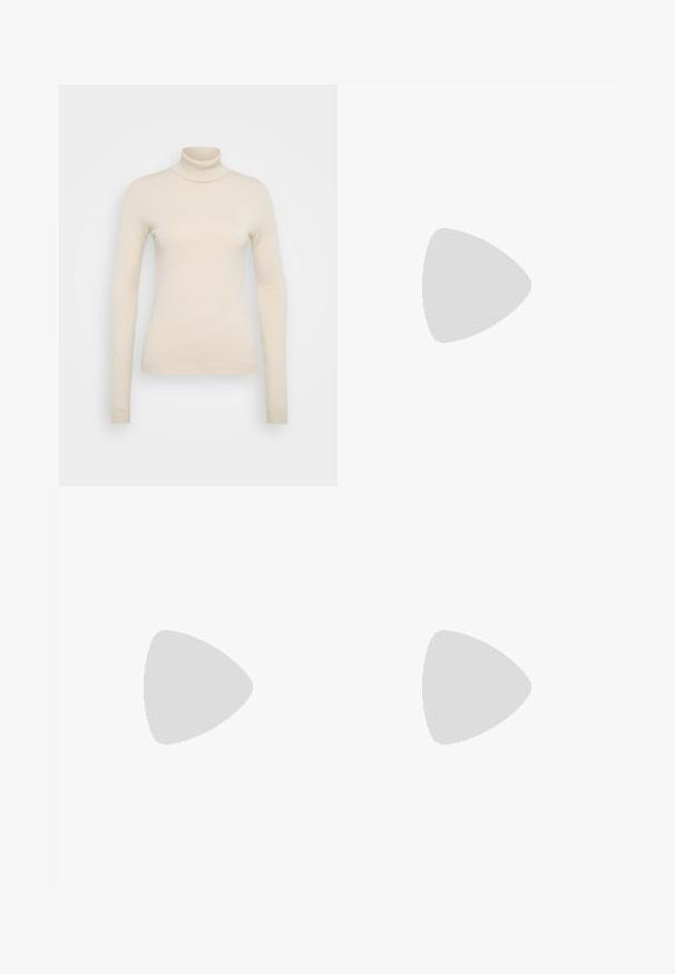 Vero Moda Tall VMHAPPINESS ROLLNECK  - Svetr - oatmeal; Černé zvonové kalhoty vyrobené z elastického materiálu, s vysokým pasem a hladkou texturou. Kalhoty se rozšiřují od kolene.; Černé kotníkové boty z hladké kůže s špičatou špičkou a krátkým tenkým podpatkem. Mají bezproblémový design a jemné zdobení švy.; Černé oversized sluneční brýle s geometrickým designem, obdélníkovými skly a lesklým povrchem. Na přední straně není viditelné žádné logo.
