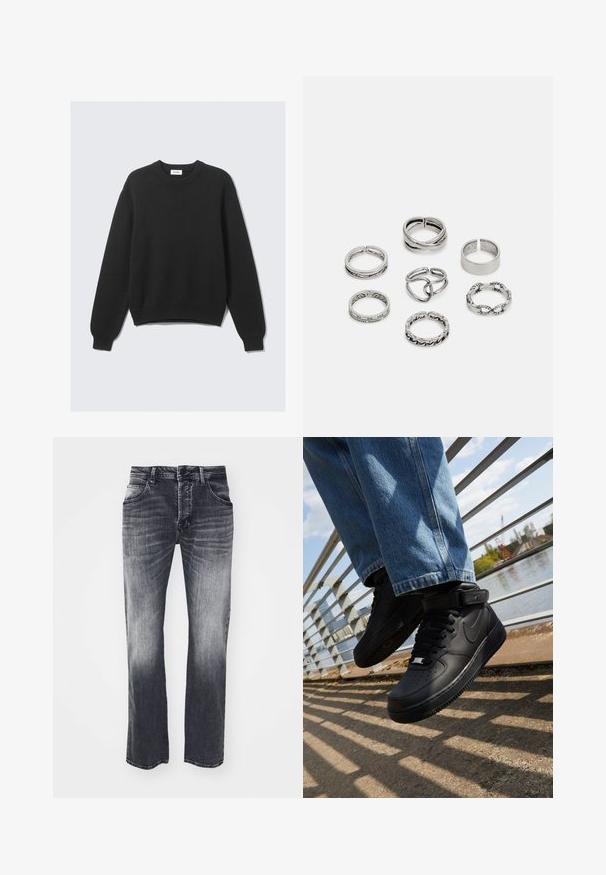 Must musta pikad varrukad kudum, ümar kaelus, soonikkiud ja äär, asetatud tasasel heledale taustale.; Mustmustestest mustmust mustmust mustmust mustmust mustmust mustmust mustmust mustmust mustmust mustmust mustmust mustmust mustmust mustmust mustmust mustmust mustmust mustmust mustmust mustmust mustmust mustmust mustmust mustmust mustmust mustmust mustmust mustmust mustmust mustmust mustmust mustmust mustmust mustmust mustmust mustmust mustmust mustmust mustmust mustmust mustmust mustmust mustmust mustmust mustmust mustmust mustmust mustmust; Mustad mustad Nike Air Force 1 sneakerid nahast pealsega, mestist keelaga ja kummist tallaga, millel on kõrge disain ja paksud paelad.; Seitsme hõbesõrmuse komplekt, millel on erinevad kujundid, sealhulgas keerdunud, seotud ja graveeritud mustrid. Erinevad kujundid ja laius.