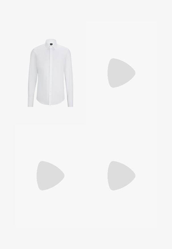 Chemise blanc à manches longues avec col pointu, en tissu lisse, comportant une patte de boutonnage à l'avant et un ourlet arrondi.; Pantalons noirs côtelés à coupe décontractée. Caractéristiques : poches avant et fermeture à bouton à la taille. Texture douce et design à jambe droite.; Bottine noire en cuir avec un bout pointu, des panneaux latéraux élastiques, des accents de coutures verticales et un petit talon bloc.; Lunettes de soleil rectangulaires noires avec des verres sombres, une monture en plastique lisse et un logo subtil sur la tige gauche. Design minimaliste.