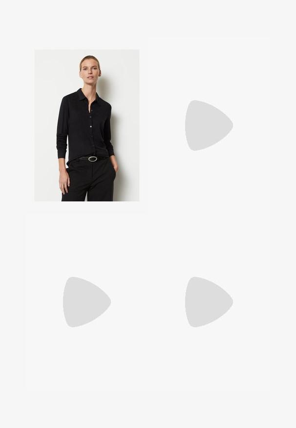Marc O'Polo LONG SLEEVE COLLAR BUTTON PLACKET - Button-down blouse - black; Anna Field LACING PLEATED TROUSER  - Trousers - off-white; Anna Field Classic heels - black; Anna Field Handbag - black