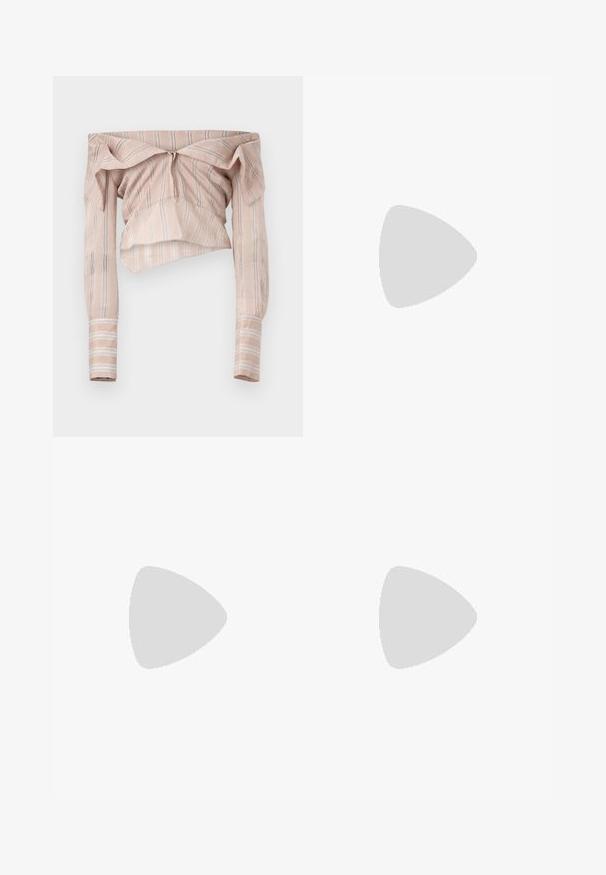 Top de rayas sin mangas en suave tela rosa, con un frente recogido, mangas largas y rayas blancas de acento a lo largo de las mangas.; Sinead Gorey STRIPED PLEATED MINI SKIRT - Minifalda - green/red; Bailarina de piel negra con punta redondeada, textura suave, detalle de costura minimalista y diseño de suela flexible.; The Kooples SAC - Bolso de mano - black