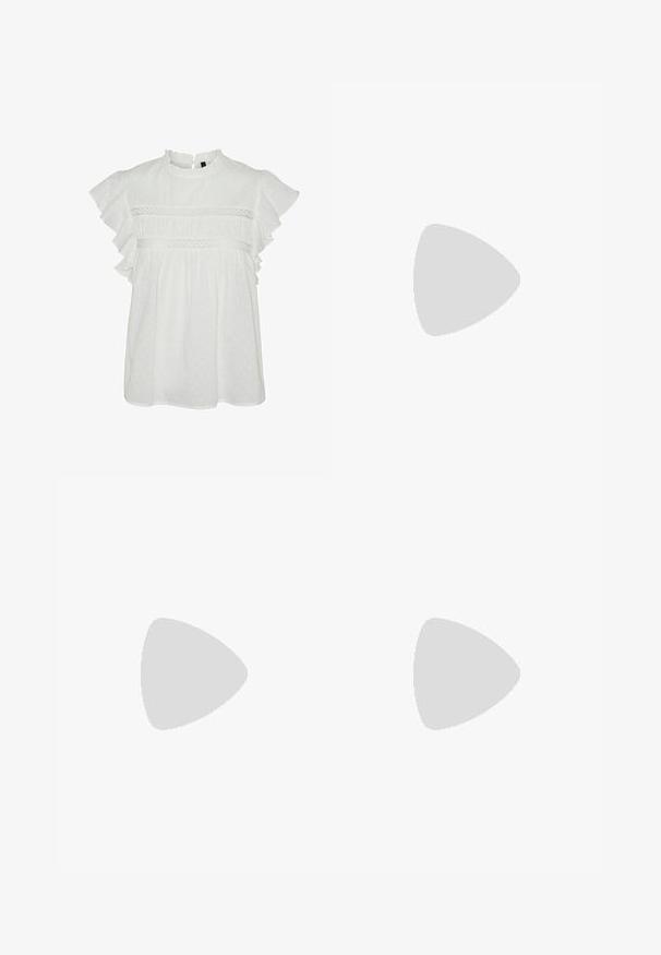 Blusa blanca con mangas cortas acampanadas, que presenta un escote redondo y un borde decorativo de encaje en el pecho. Textura de puntos en toda la prenda.; Falda blanca de capas con cintura elástica, que presenta un detalle de fruncido texturizado y un acento de cinta decorativa. Tejido de algodón.; ONLY SHOES ONLBRONCO - Botas camperas - brown; Gafas de sol redondas con tinte marrón y un marco burdeos brillante. Patillas delgadas con un sutil detalle de marca. Diseño de lentes planos.