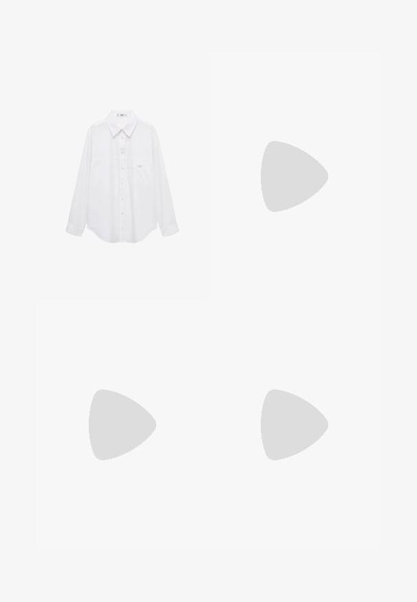 Witte shirt met knoopjes, gemaakt van gladde stof. Heeft een klassieke kraag, lange mouwen en een klein borstzakje met een knoopdetail.; Witte rok met een aansluitend top en geplooide textuur. Gemaakt van lichte stof, met subtiele naden en een zachte, vloeiende draping.; Puntige slingbackhakken in zwart-wit koeienprintdesign. Bovenwerk van stof met een gestructureerde afwerking en een slanke zwarte hak.; Rode geweven handtas met een ronde bovenhandgreep en ritssluiting, voorzien van een gestructureerd, ingelaced patroon op een zacht, flexibel materiaal.; Rode kralen oorbellen in een ringvorm met een gegroefde oppervlakte en een gouden sluiting. Cirkelvormig met een open midden en afgeronde kraaldetails.