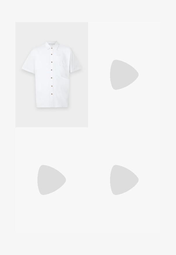 Black long-sleeve t-shirt made from soft fabric, featuring a small red logo on the left chest, crew neck, and straight hem.; White short-sleeve shirt made of linen, featuring a button-front closure, a chest pocket, and wooden buttons for accents.; Light blue wide-leg jeans with a faded wash, featuring single-button closure, five pockets, and contrasting stitching.; Beige retro sneakers with brown rubber sole, featuring striped accents and embroidered logos. Worn with white socks, striped brown detail.